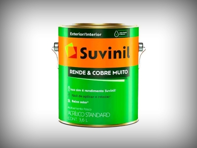 Tinta Acrlica Suvinil Rende e Cobre Muito  - Cores - 3,6 Litros
